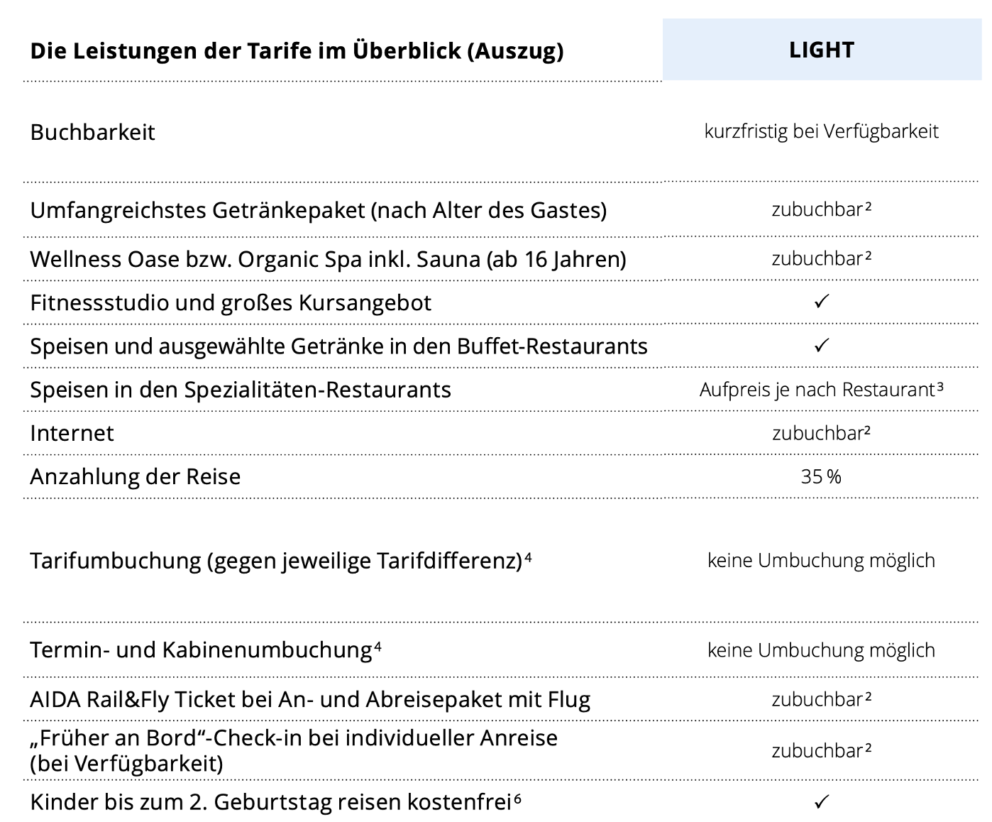 aida cruises tarife light mobil